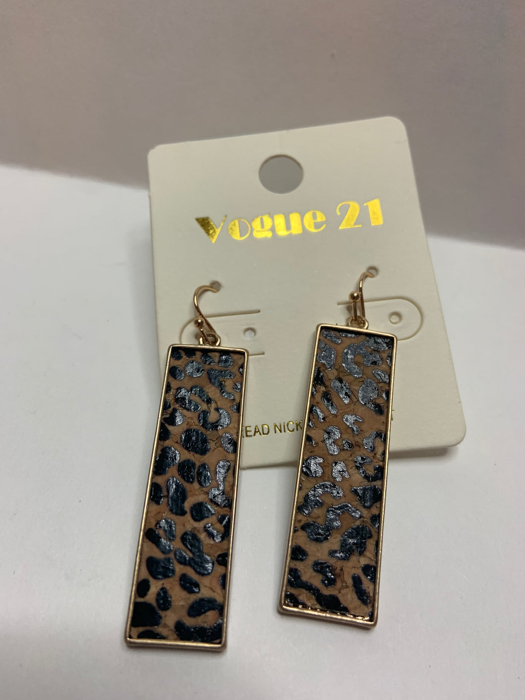 Cheetah bar earrings