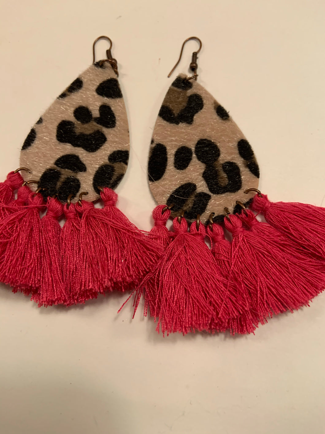 Hot pink and cheetah earring