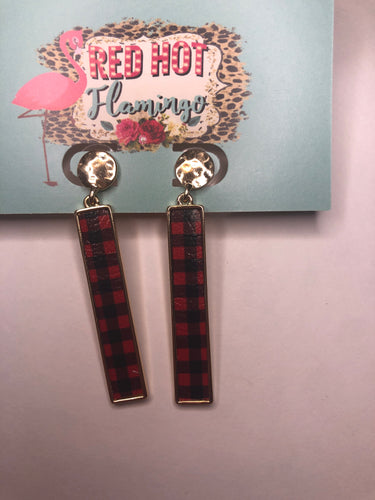 Plaid bar post earrings