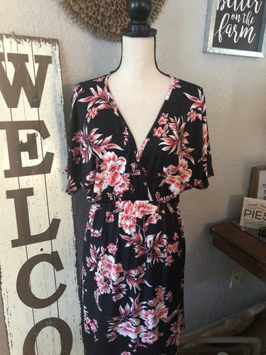 Dress floral with black background