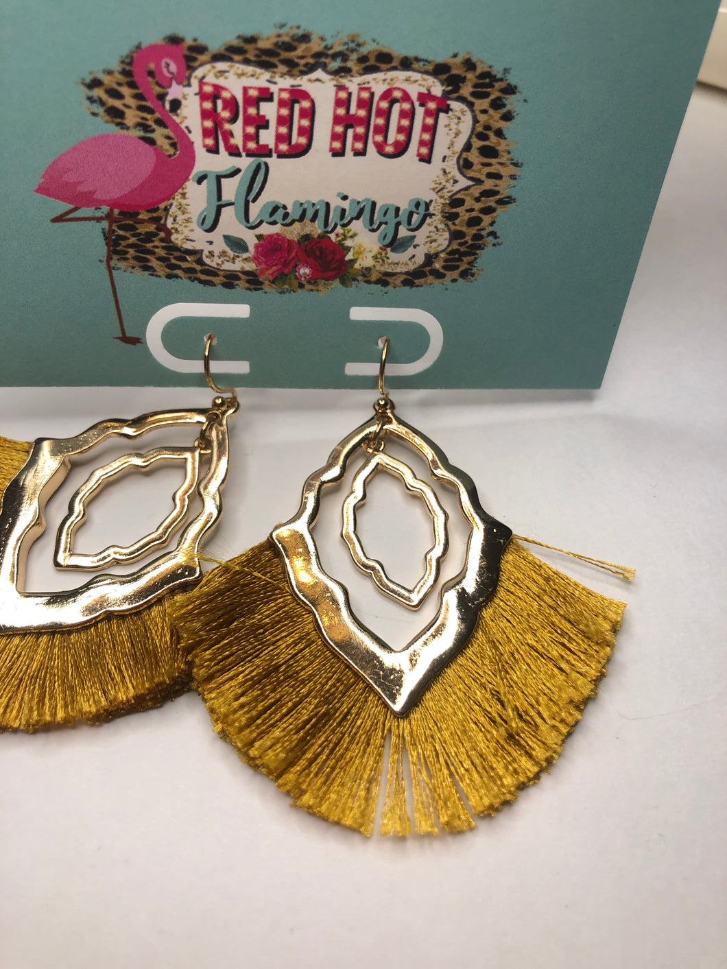 Mustard tassel earrings