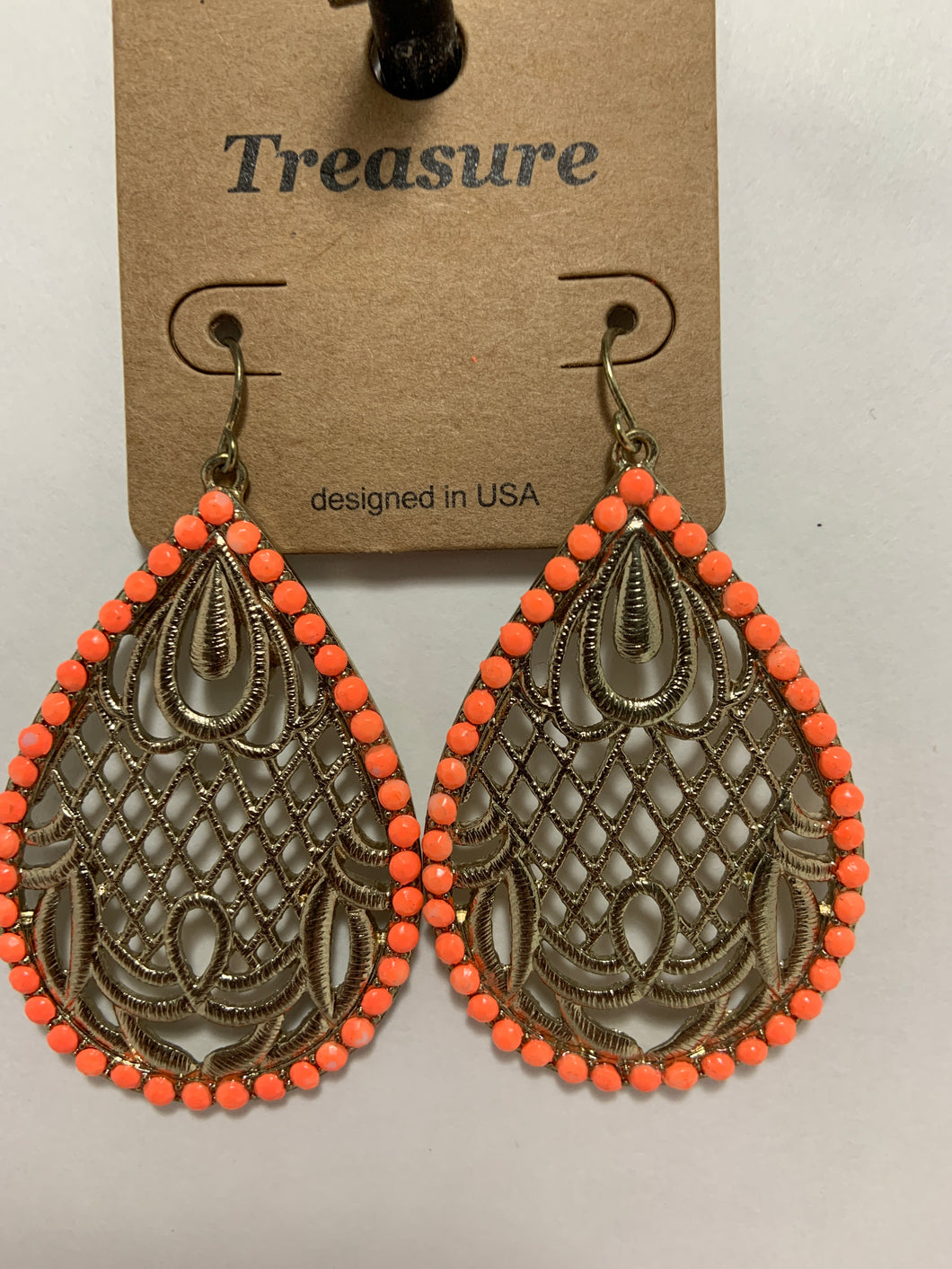 Fishnet earrings orange