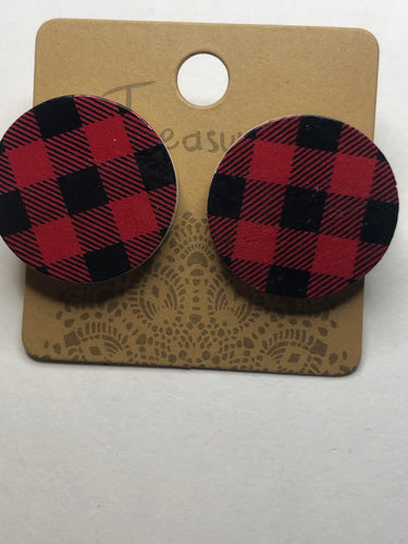 Plaid post earrings