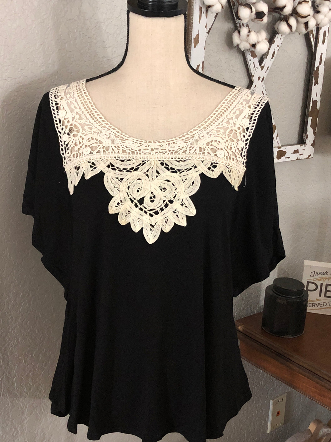 Front lace dolman sleeve top