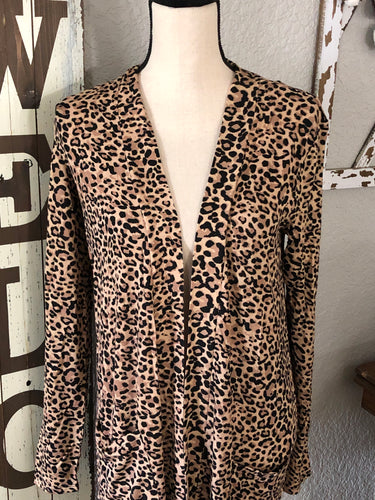 Leopard kimono with pockets rayon stretch