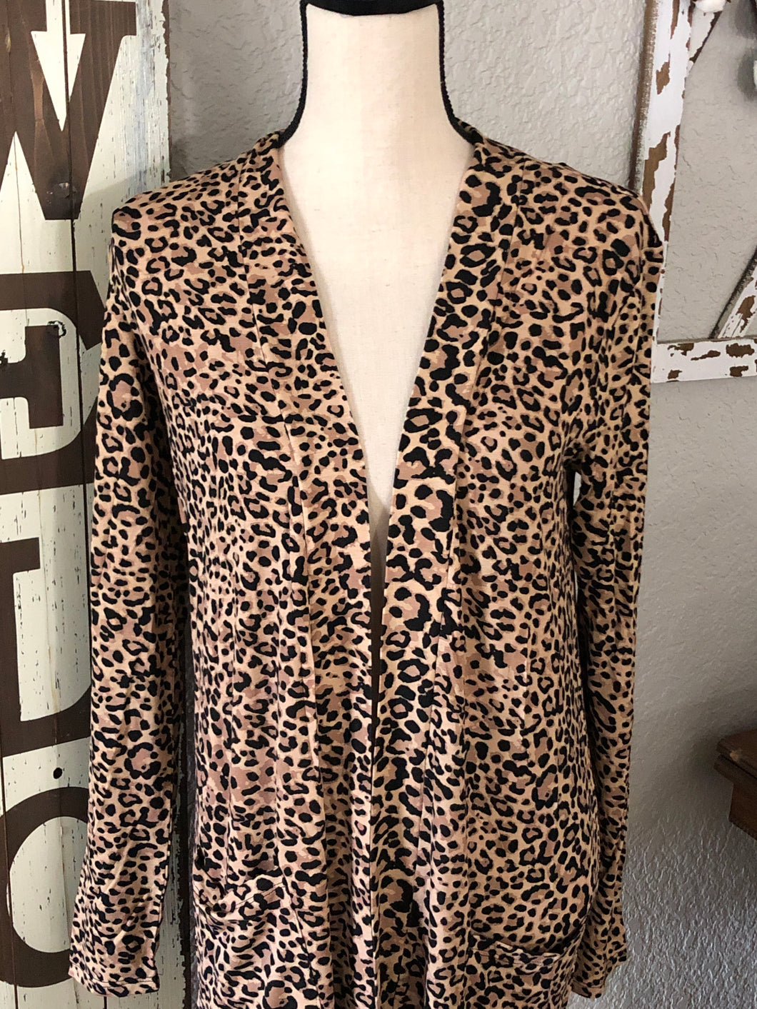Leopard kimono with pockets rayon stretch