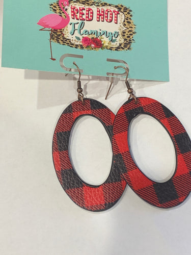 Plaid oval earrings