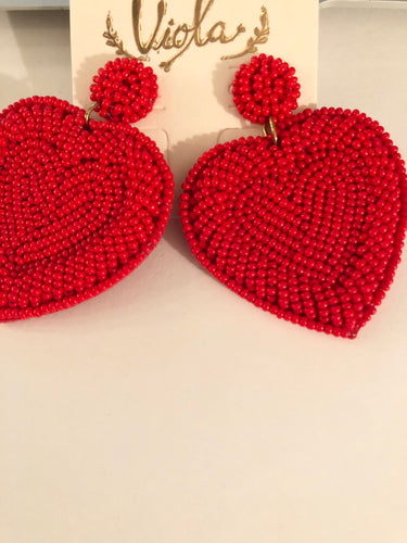 Earrings red hearts
