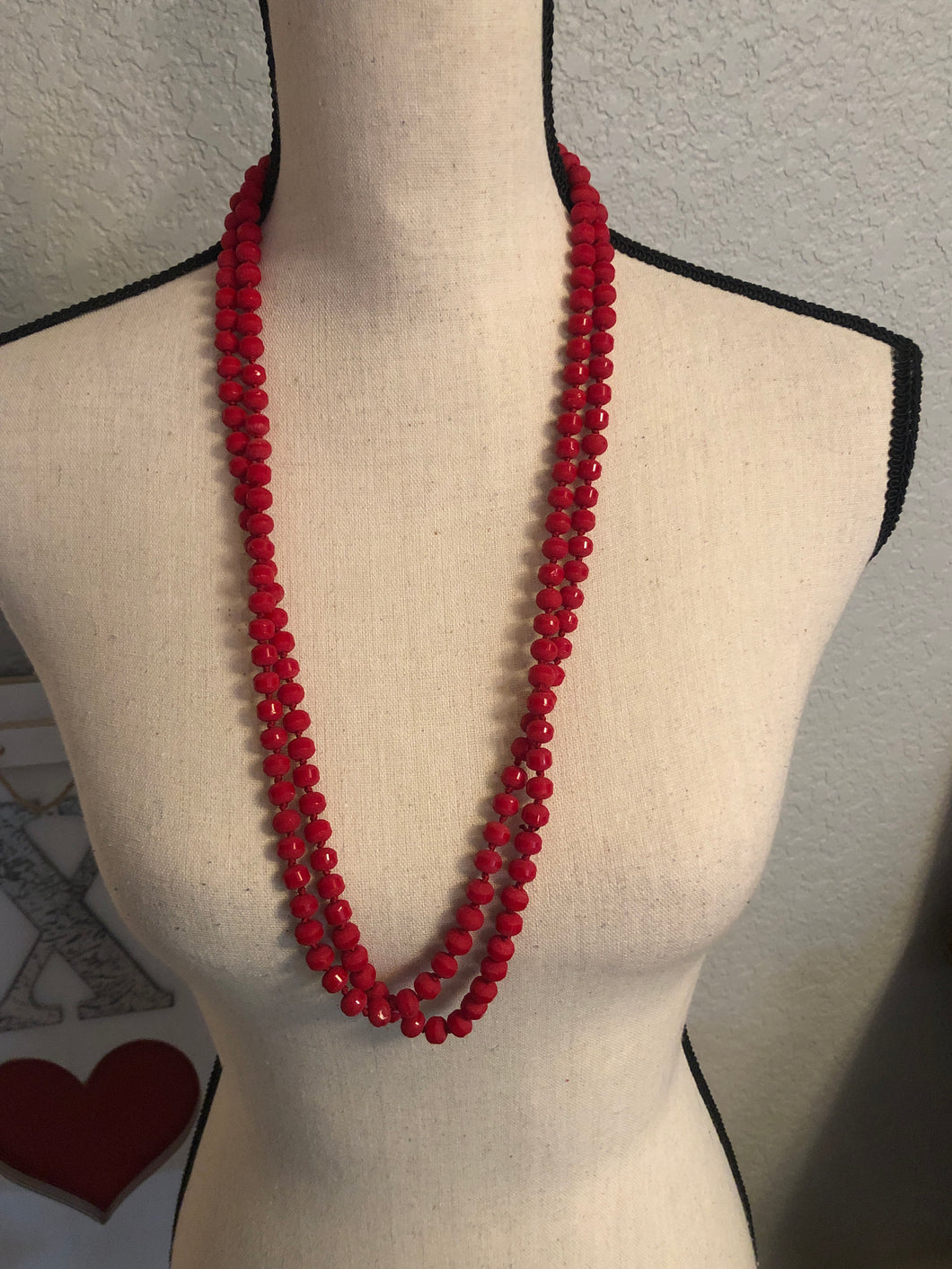 Red candy bead necklace