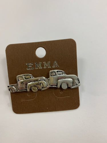 Silver truck post earrings
