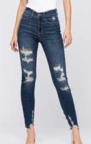 C03 Skinny Judy Blues distressed hi rise