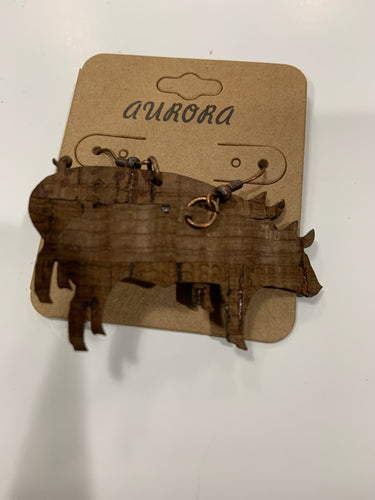 Brown pig earrings