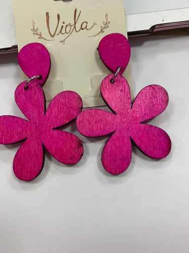 Pink floral earrings