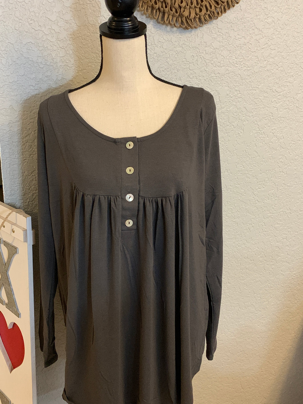 Ash grey baby doll top