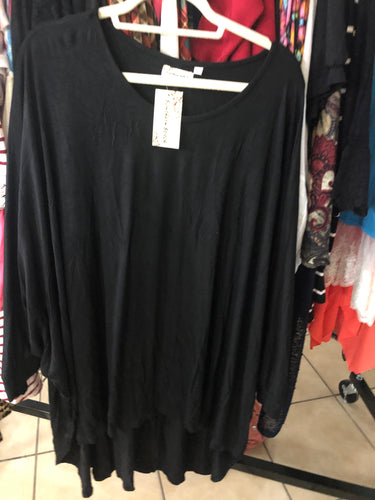 Black oversized dolman sleeve top