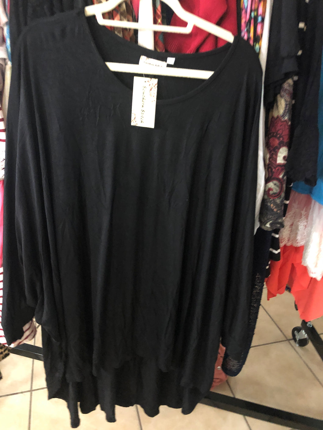 Black oversized dolman sleeve top