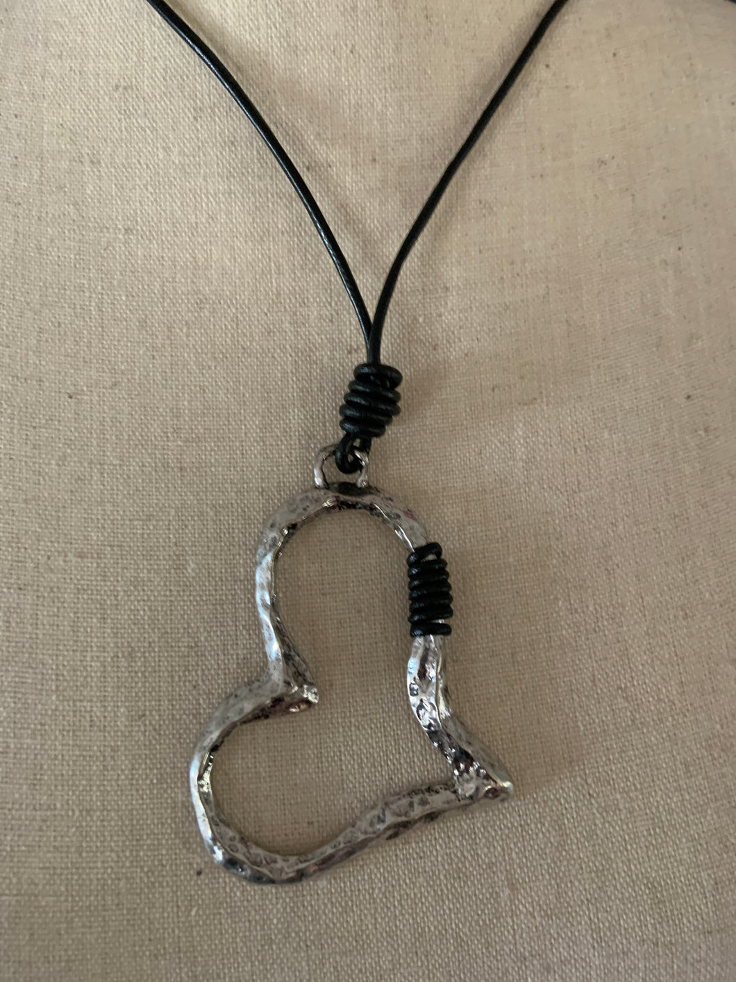 Hammered metal heart necklace