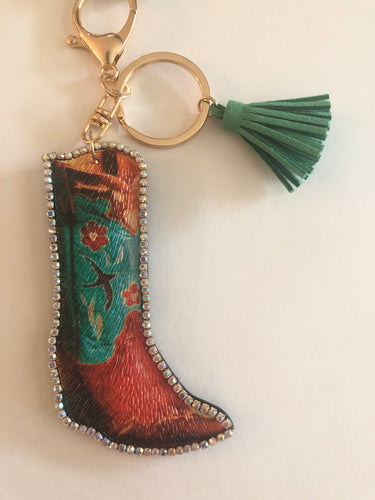 Keychain cowgirl boot