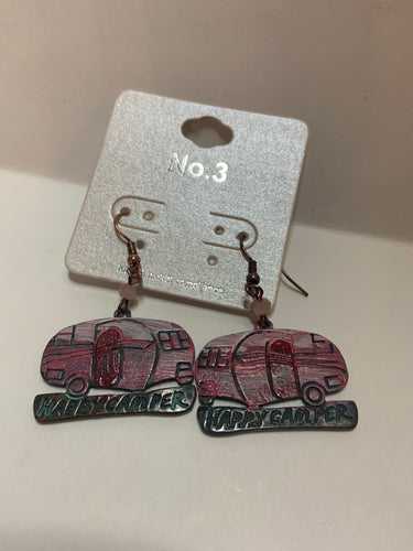 Happy camper pink earrings