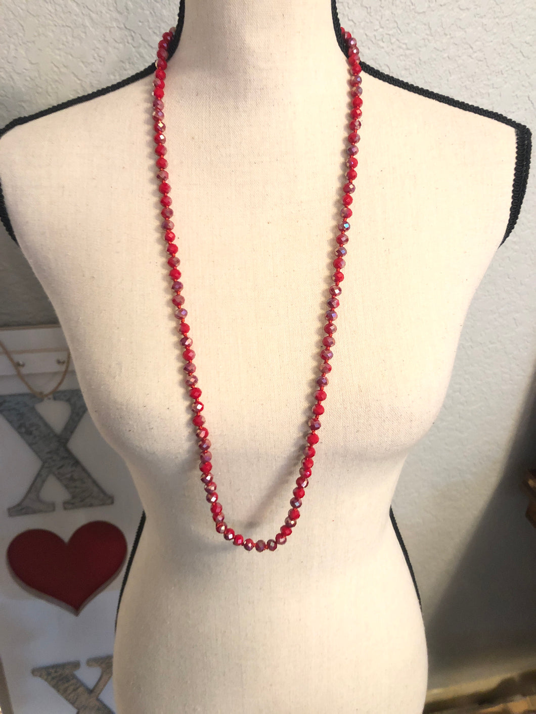 Frosted cherry shorty beaded necklace