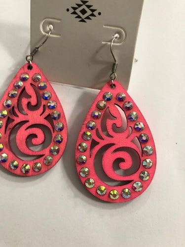 Sm hot pink scroll earrings