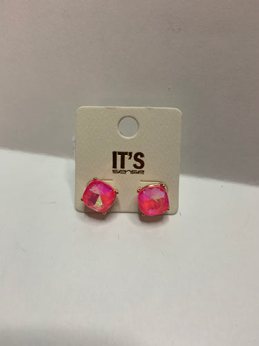 Hot pink stud earrings