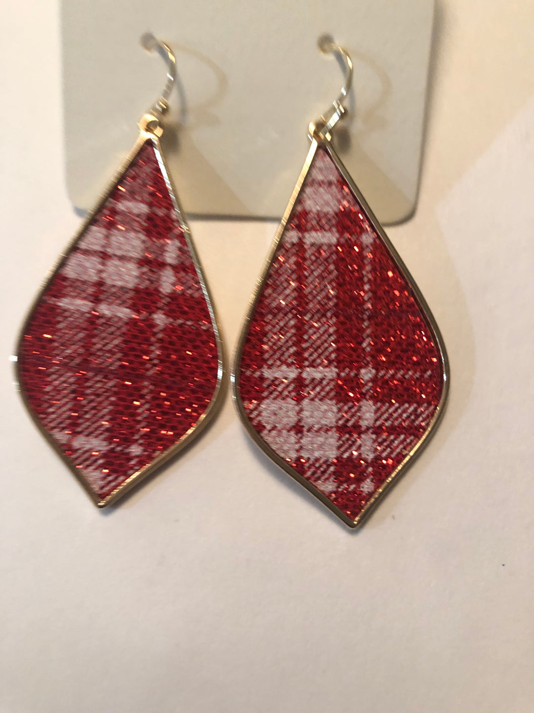 Earrings red plaid