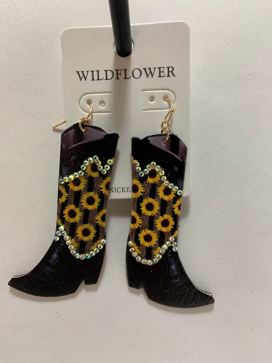 Sunflower boots leather earrings