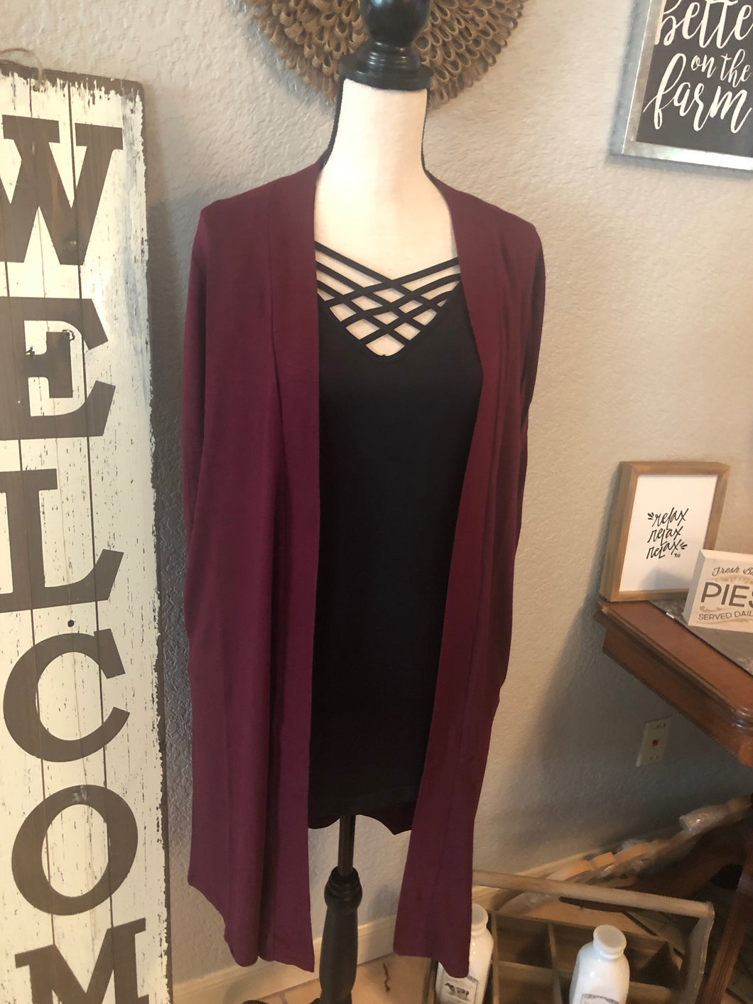 Sweater short hidden pockets burgundy