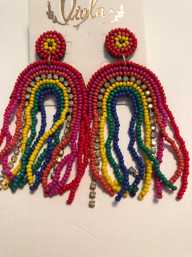 Earrings beaded rainbow