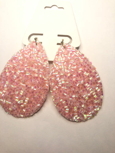 Princess pink bling teardrop earrings