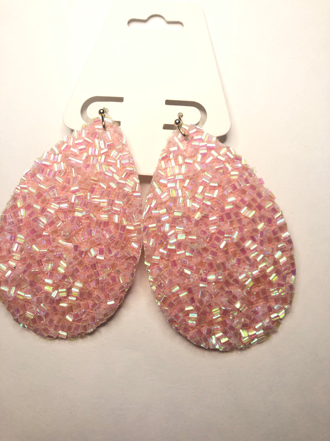 Princess pink bling teardrop earrings