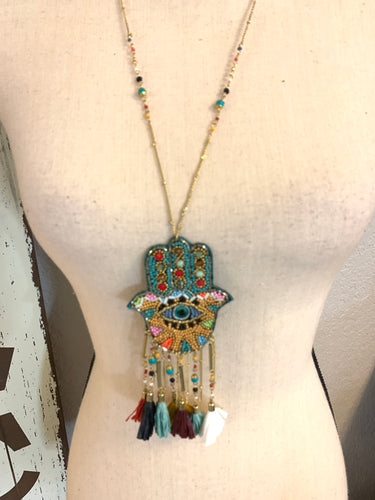 Lucky eye tassel necklace