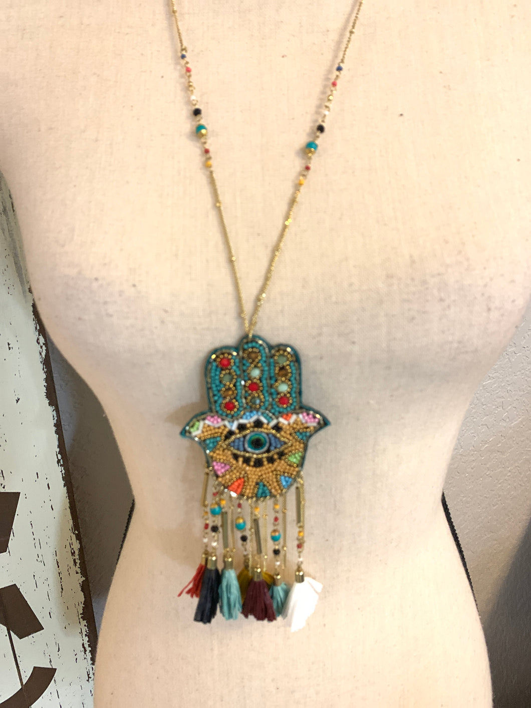 Lucky eye tassel necklace