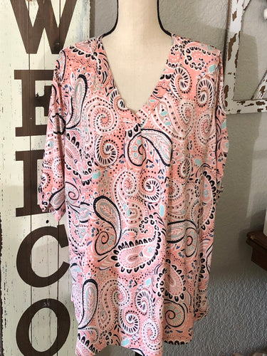 167 Pink paisley top