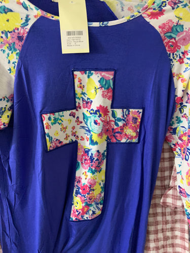 Southern stitch cross floral top