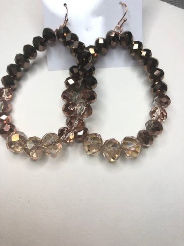 Brown/rose ombré beaded earrings