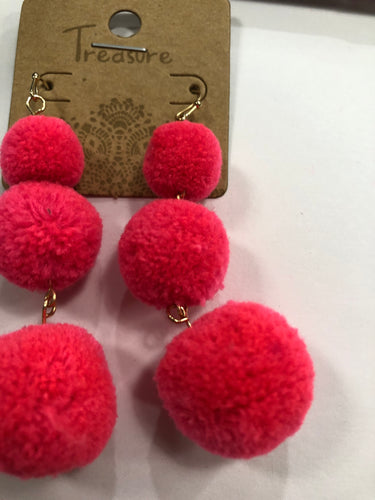 Hot pink dingle earrings