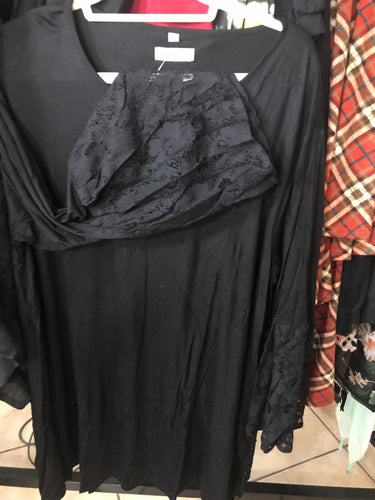 Black dress w crochet bell sleeves