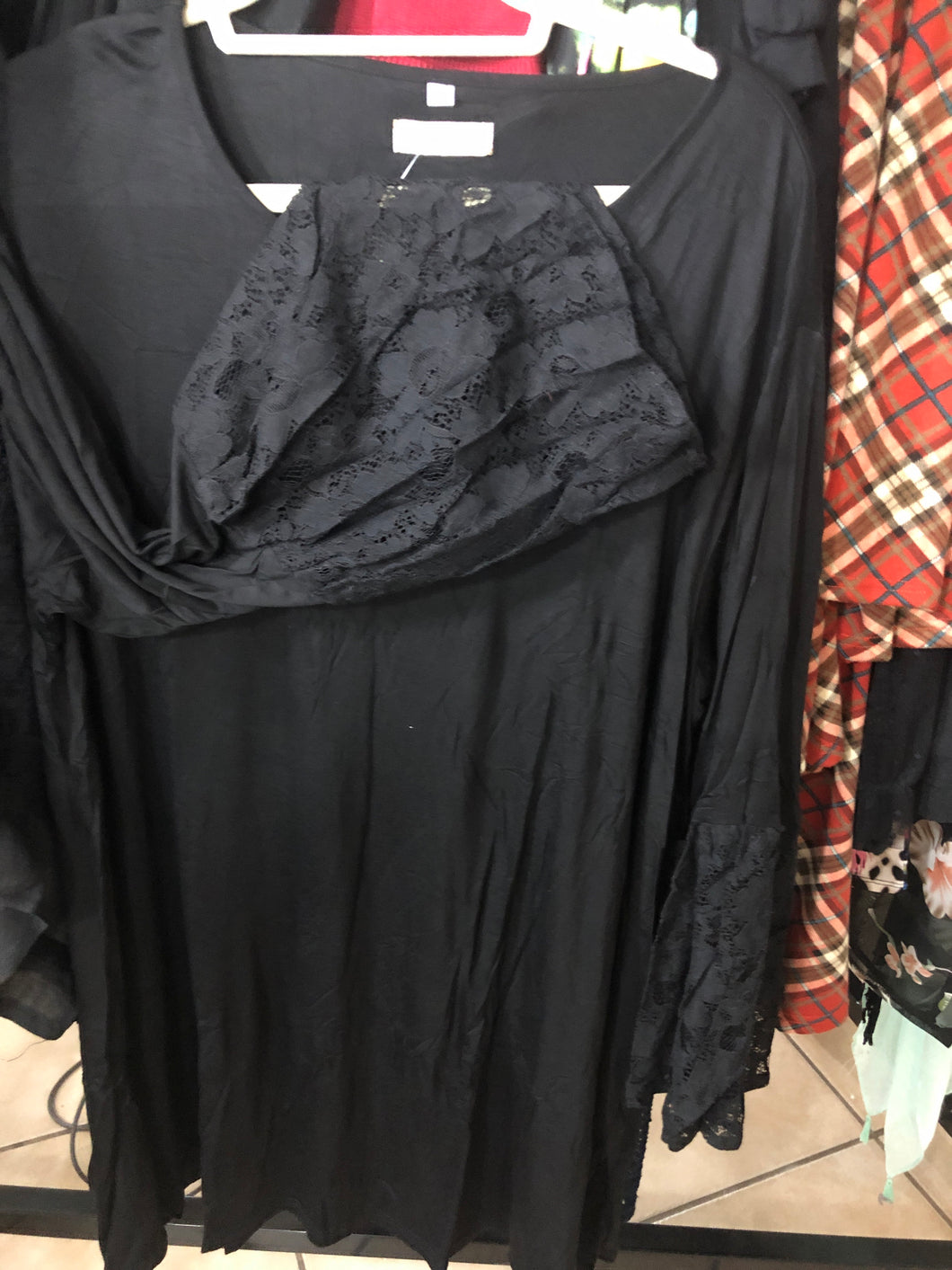 Black dress w crochet bell sleeves