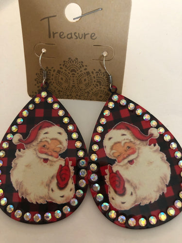 Earrings lg black and red plaid