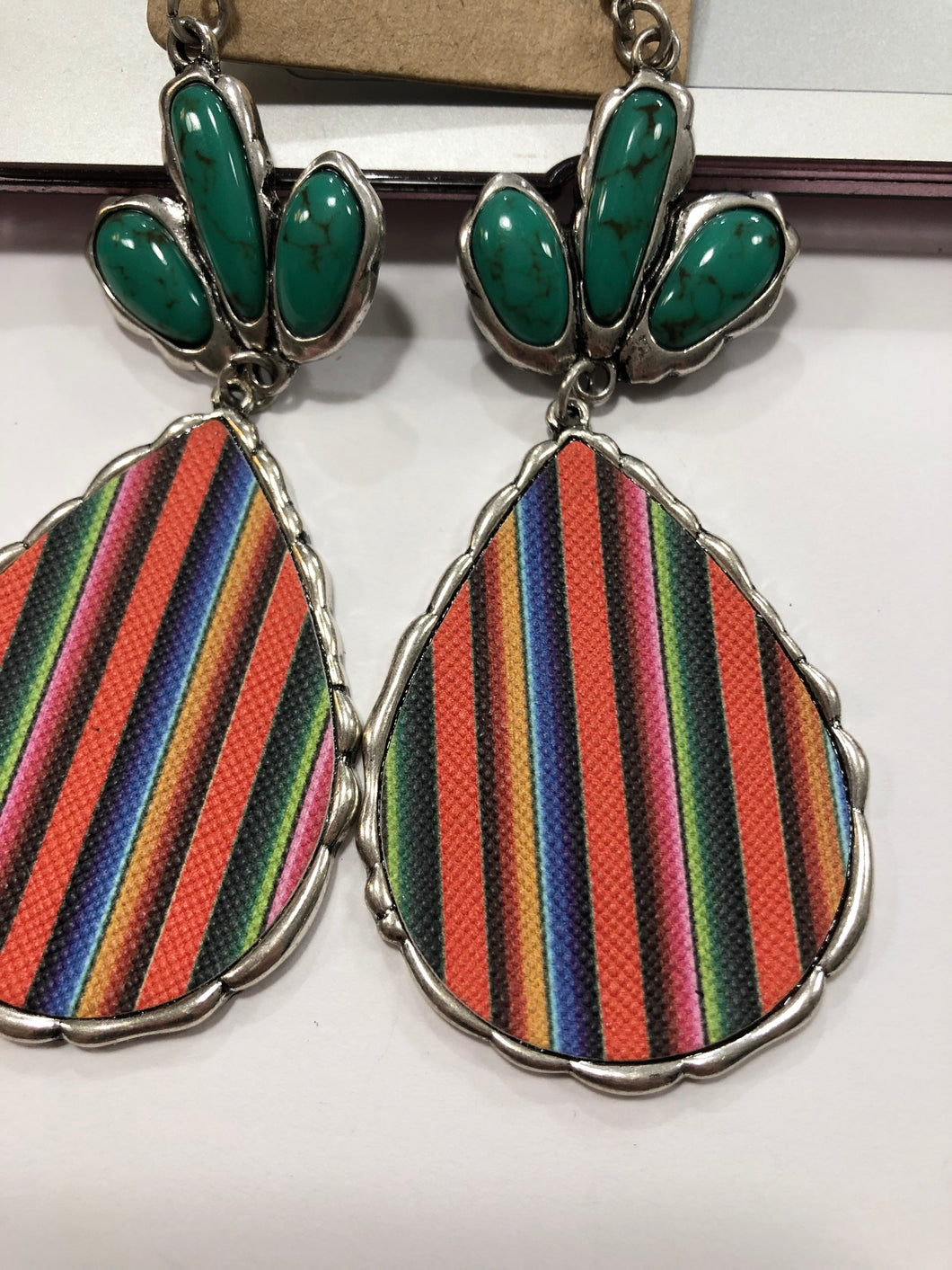 Serape/turquoise earrings