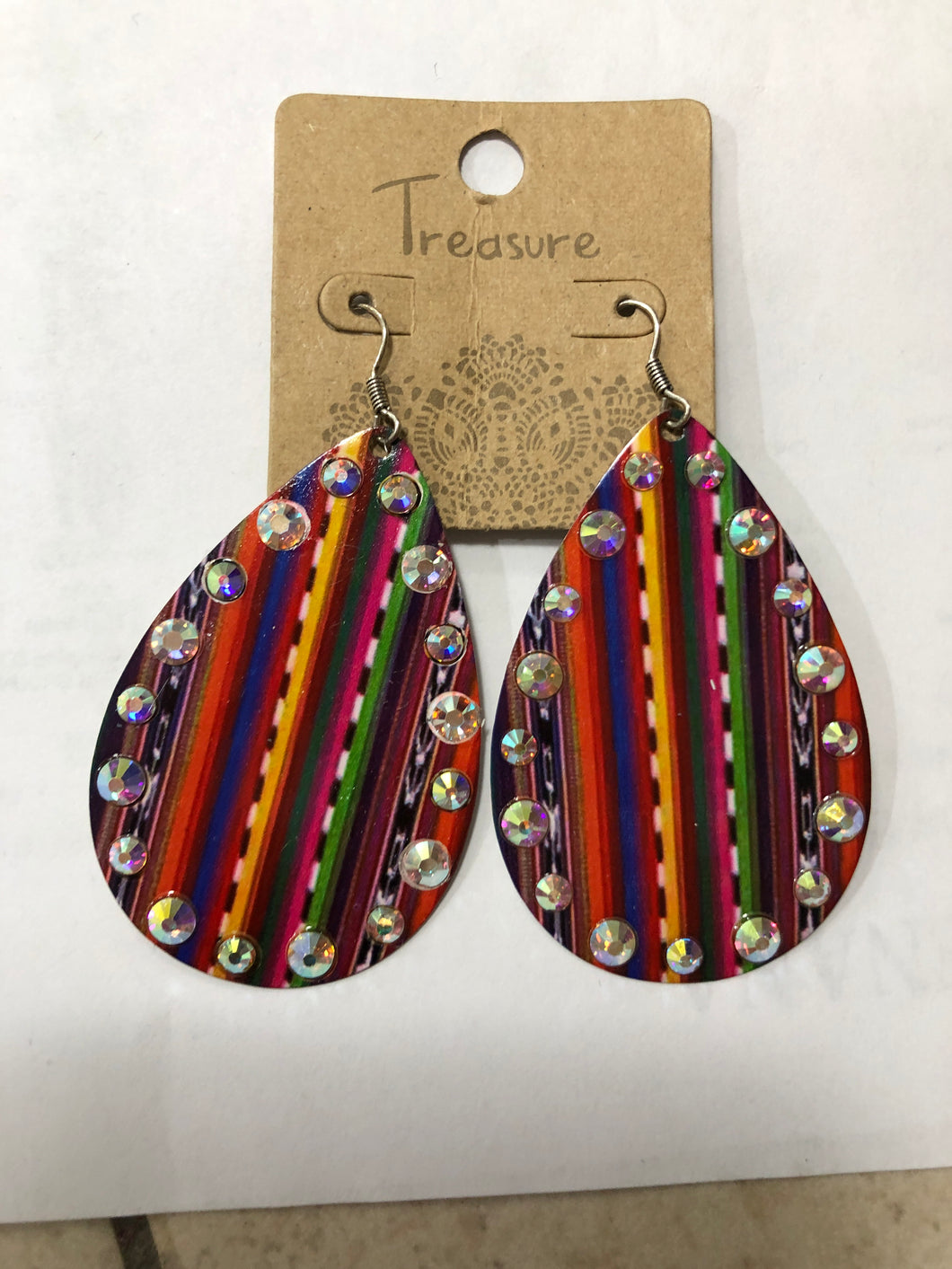 Serape teardrop earrings with bling