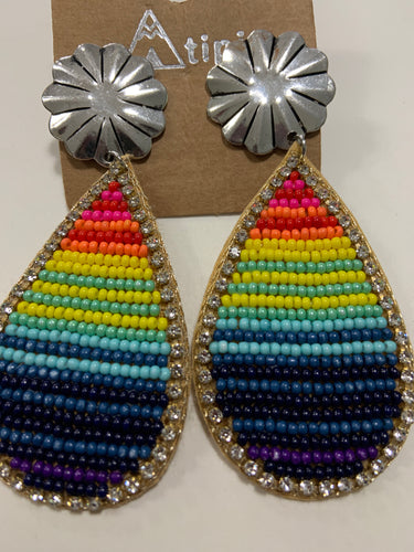 Sarape beaded tear drop earrings