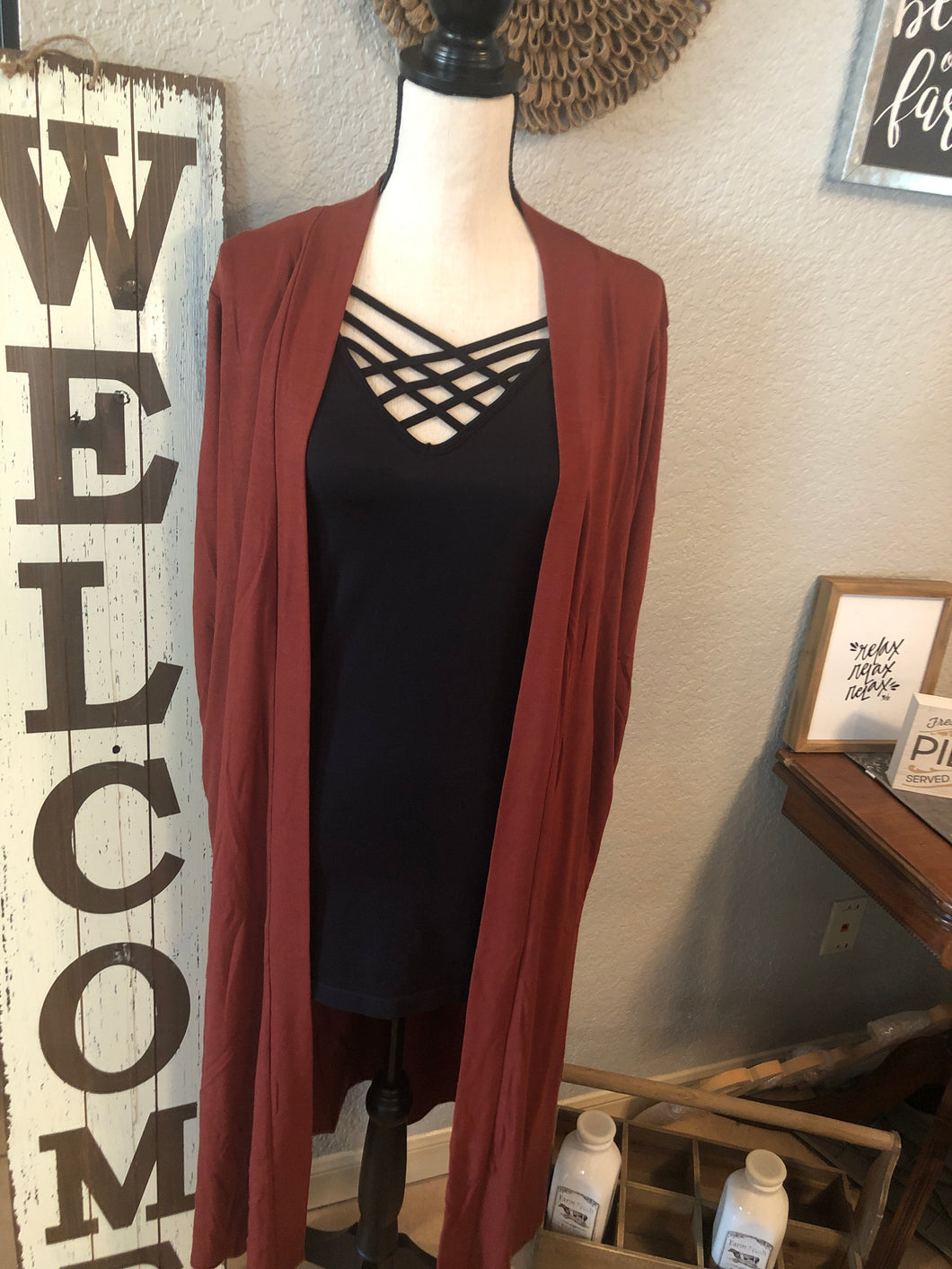 Sweater medium hidden pockets rust