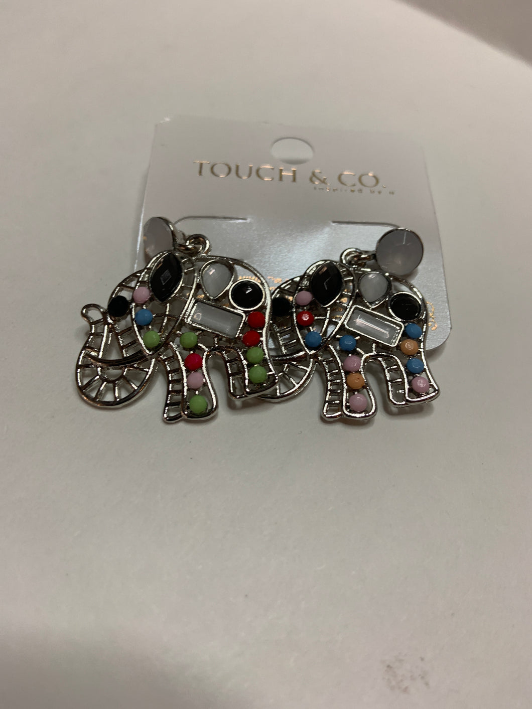 Elephant earrings with black accent