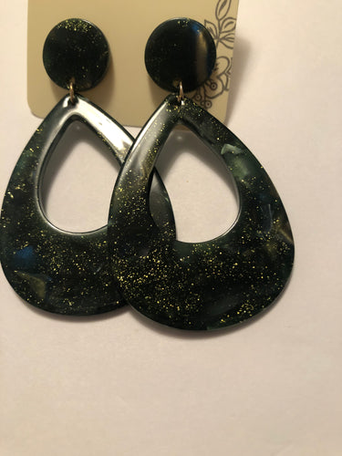 Earrings acrylic emerald green