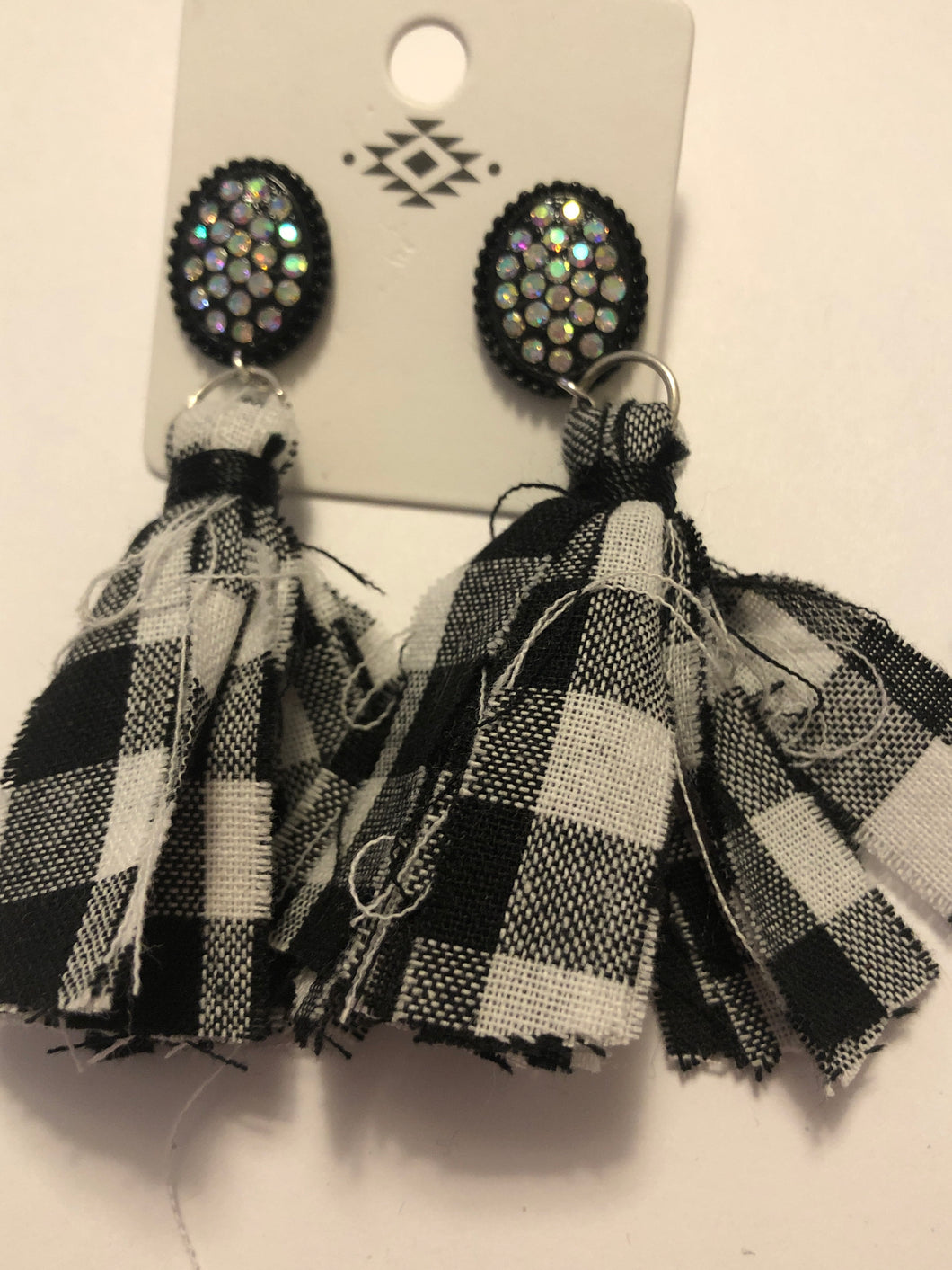 Plaid bling earrings