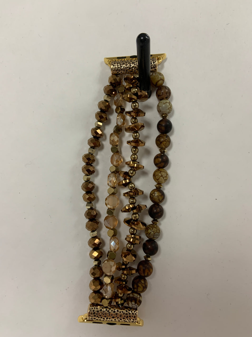 Rose gold with iridescent and natural stone be 42 mm Apple Watch band