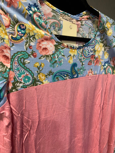 Floral and dusty rose top